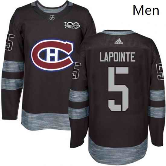 Mens Adidas Montreal Canadiens 5 Guy Lapointe Authentic Black 1917 2017 100th Anniversary NHL Jersey